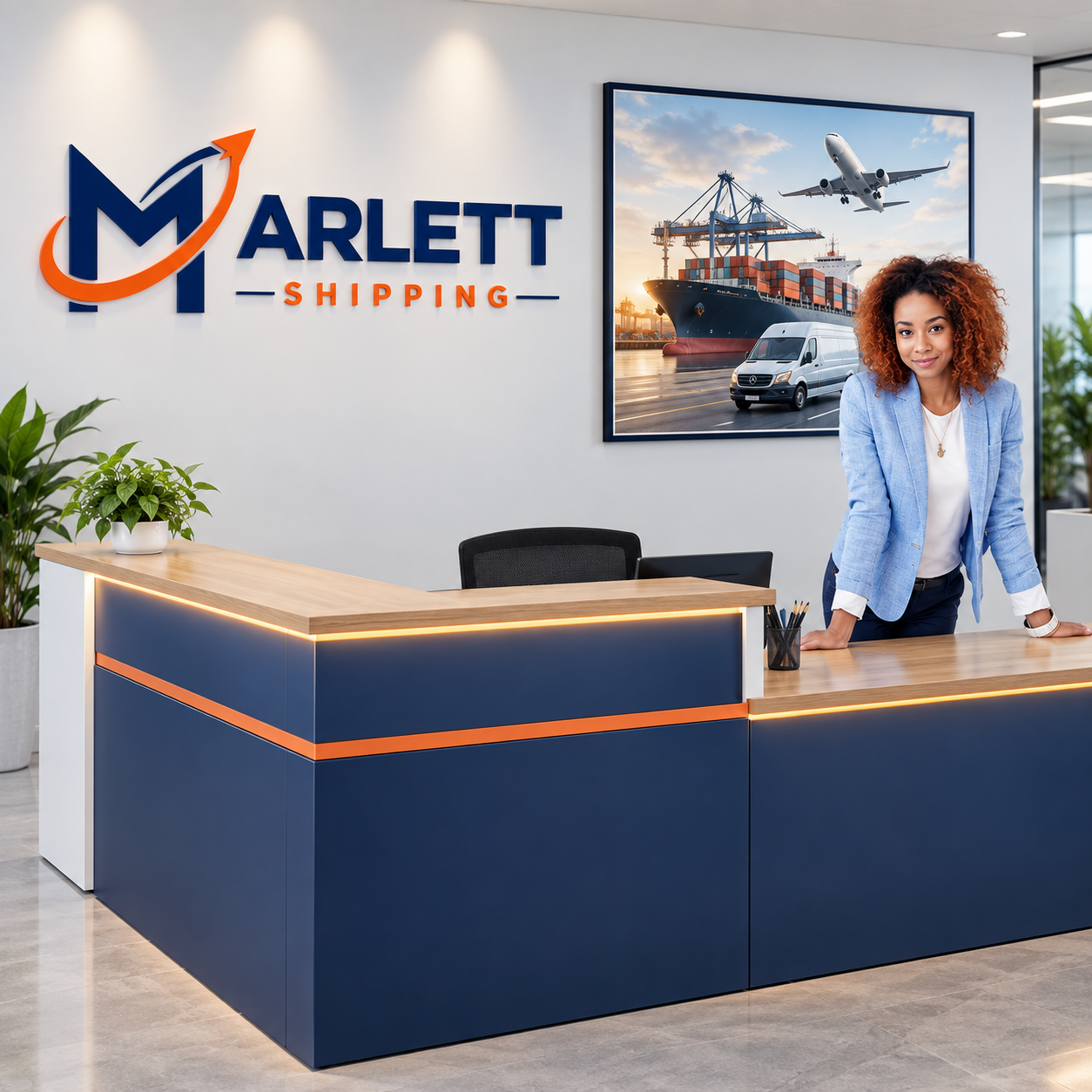 Marlett Shipping branded reception area