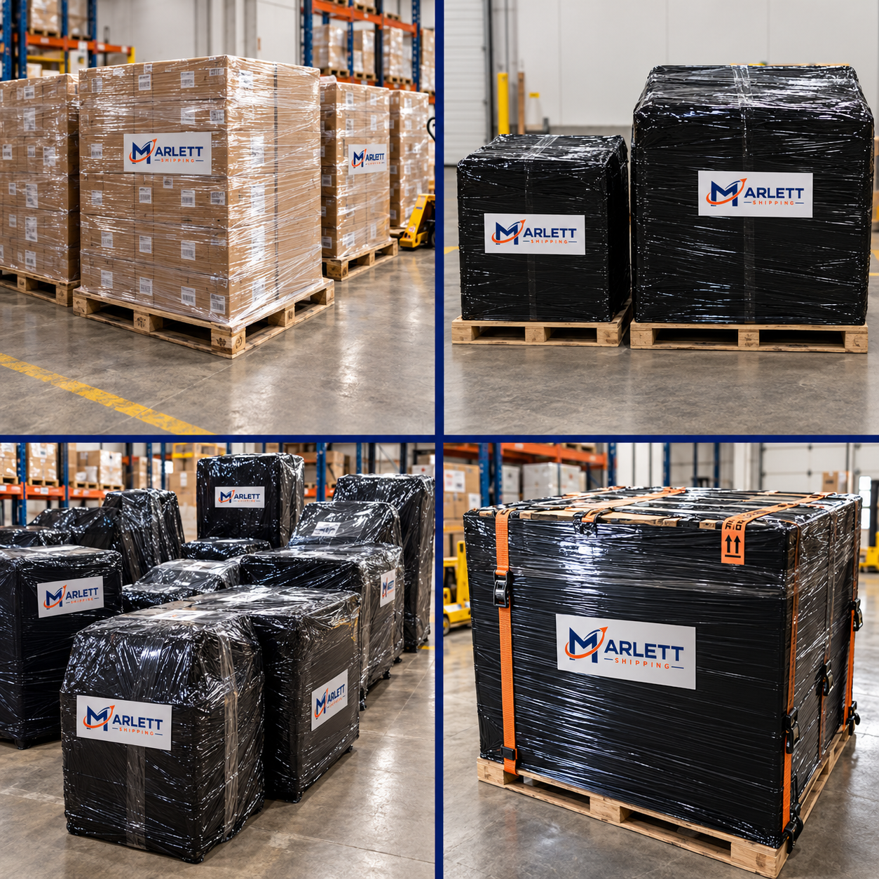 Marlett Shipping goods wrapped and secured for air freight