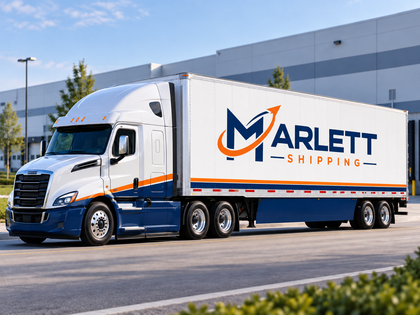 Marlett Shipping branded transportation truck